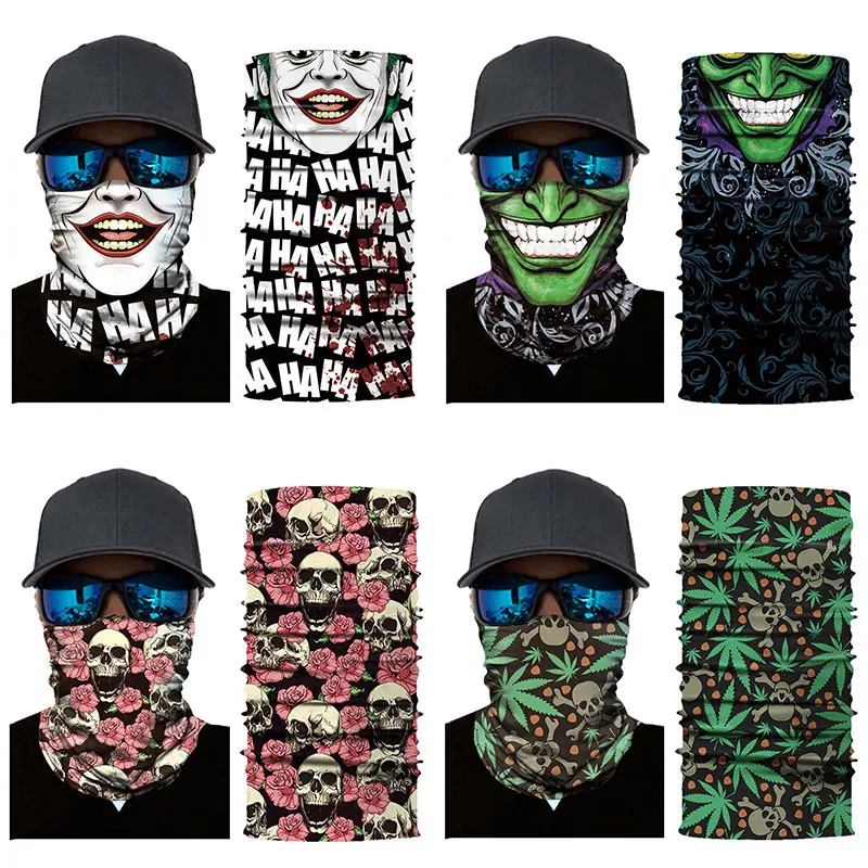 

Halloween Mask Bandana Head Scarf Creative Polyester Clown Mask Riding Mask Multi-Function Anti-Dust Practical Face Mask