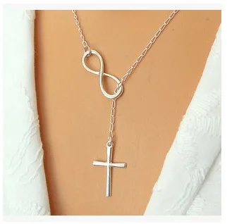 G.YCX Minimalist Infinity 8 Luck Cross Pendant Necklace Women Silver Faith Necklaces Choker Catholic Christian Gifts | Украшения и