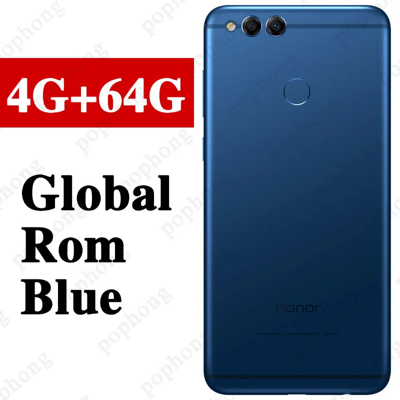 Смартфон HONOR 7X4 GB 64GB с глобальной ПЗУ, 5,93 дюймов, Восьмиядерный процессор Kirin 659, Android 7,0, отпечаток пальца, ID, 3340 мАч - Цвет: 4G 64G Blue