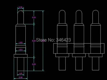 

[PR] pogo pin connector 3pin thimble inserted plate welding with tail Free Shipping Diameter 2x9mm