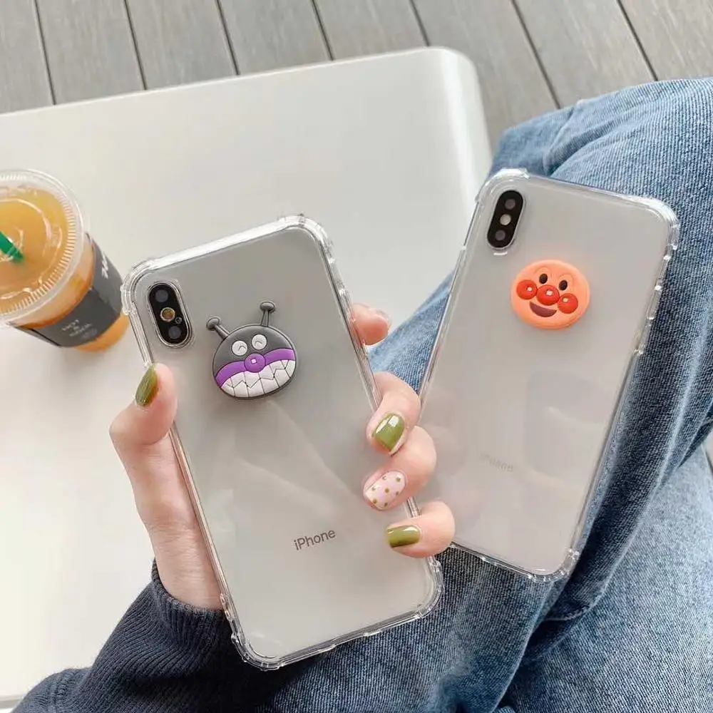 

Cartoon Anime Bread Superman Bacteria Kids Drop Phone Case for iPhone 7 6 6s 8 Plus x xs max xr Transparent TPU Silicone Cover