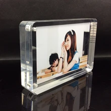 Customized decorative picture frame transparent acrylic photo block with magnetic a4 ad show