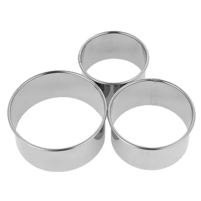 3pcs/set Stainless Steel Round Dumplings Wrappers Molds Set Cutter Maker Tools Round Cookie Pastry Wrapper Dough Cutting Tool