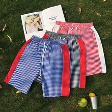 Короткие мужские модные шорты homme ete клетчатые свободные пляжные спортивные повседневные спортивные шорты мужские летние