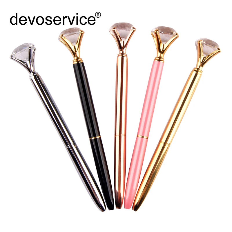 

1Pc Big Crystal Ballpoint Pen 19 Carat Large Diamond Ball Pen Material Escolar Bolis Escolares Novelty Office Metal Rose Gold