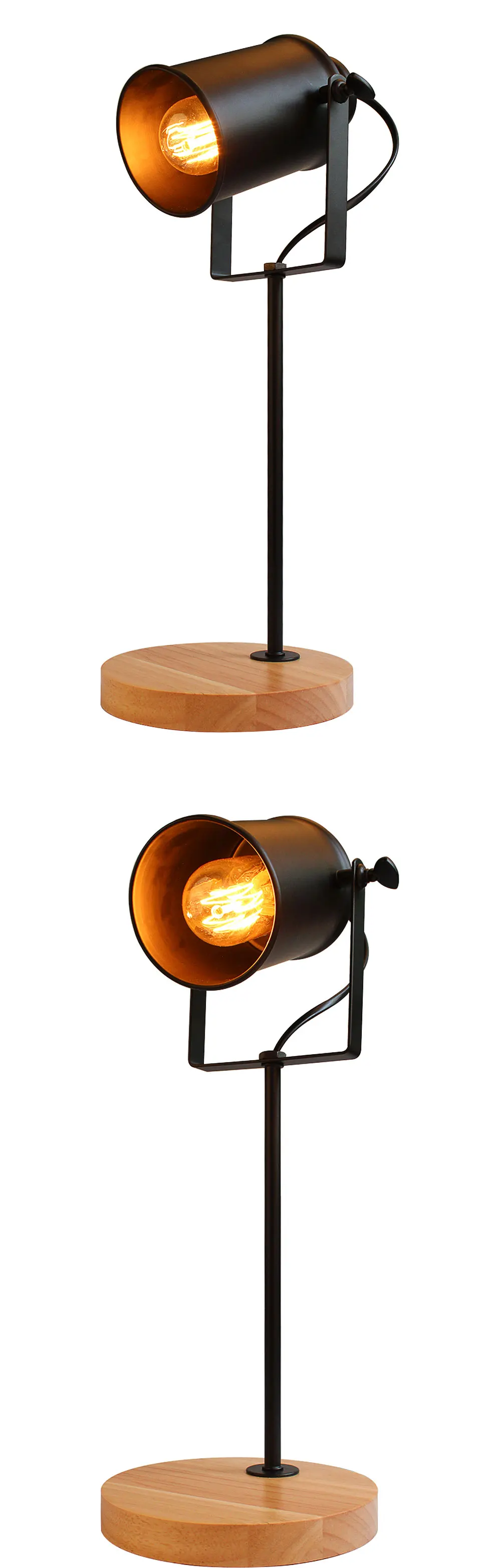 Industrial Desk Lamp Wood Base