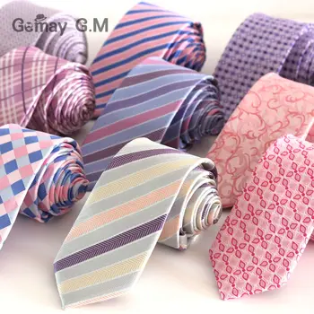 Картинка Высокое качество Новый розовый стиль плед галстуки для мужчин модные классические Ман галстук свадьбы 6 см ширина жениха