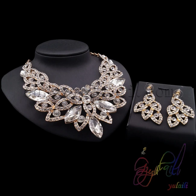 lead and nickel safe alloy fashion jewelry sets big crystal bridge