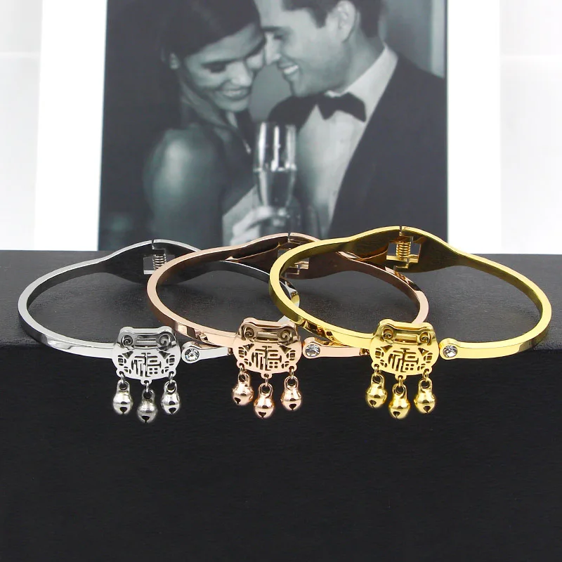 YUN RUO 2018 Vintage Longevity Lock Bangle Rose Gold Color Women Birthday Gift Titanium Steel Jewelry Never Fade Free Shipping | Украшения