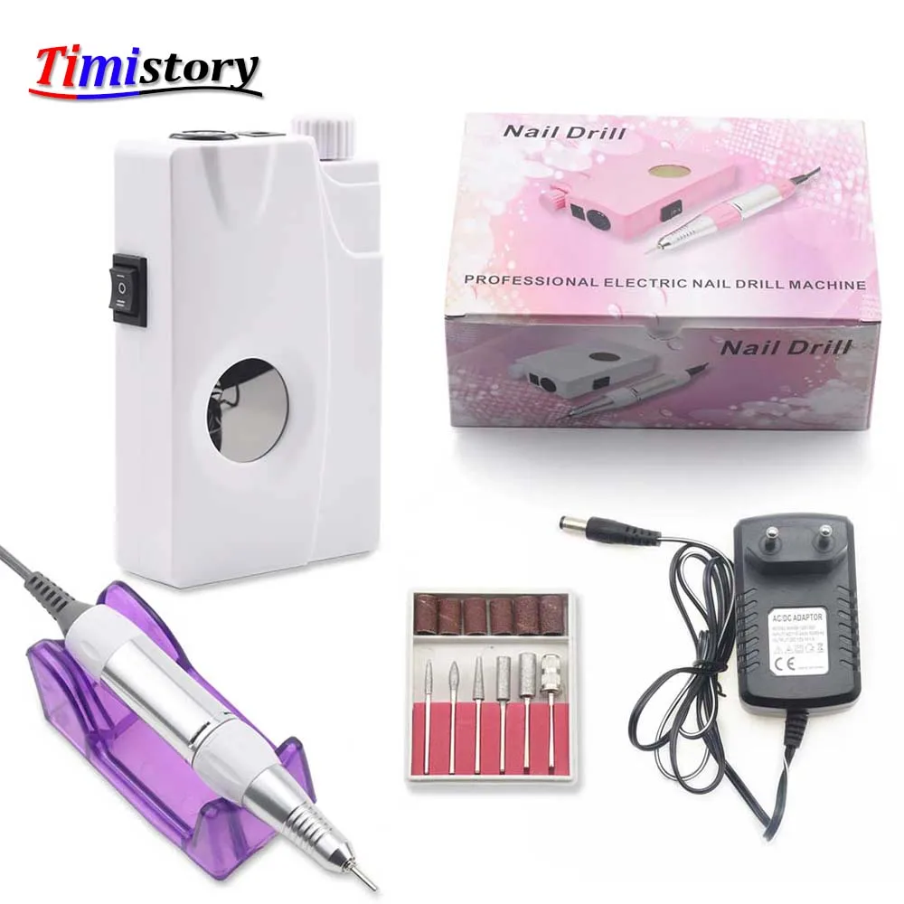 

Timistory 30000RPM Rechargeable Portable Electric Nail Drill Machine with LCD Display Cordless Manicure Machine Set Nail Tool