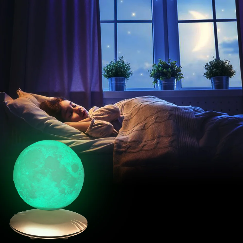 

Lunar Lamp Home Light 7 Color DC12V Gift Light Creative 7 Print Changing Levitating Moon Moon 3D Decoration Night Rechargeable #
