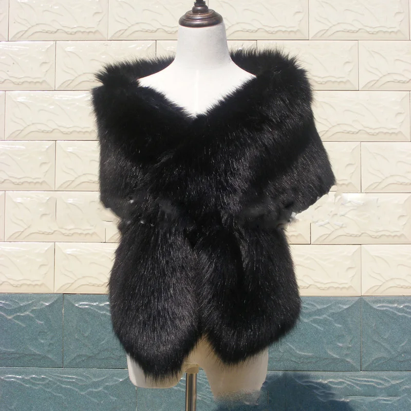 2015 Winter Fur Cape Faux Silver Fox Rabbit Scarf Plus Size Natural Lamb Long Shawl Collar Bridal Pashmina Women Multipurpose