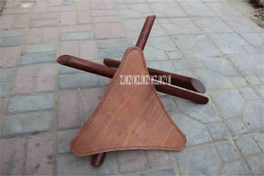 Новый Портативный трехногий твердой древесины вяза складной стул кожаное сиденье Гостиная мебель деревянная штатив стул для наружного/