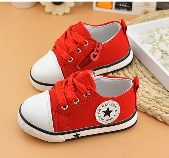 1-3 лет детская обувь для маленьких мальчиков и девочек парусиновая обувь модные детские кроссовки Высокое качество Повседневная обувь красный черный - Цвет: 2