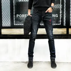 Модные Для мужчин новые джинсы летние комфорта Повседневное личность вышивка Для мужчин джинсы карандаш брюки двухцветный