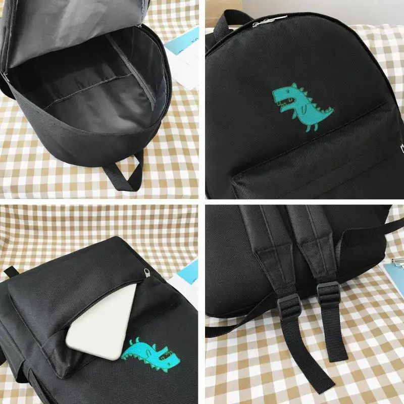 Лидер продаж черный парусиновый рюкзак с принтом динозавра женские