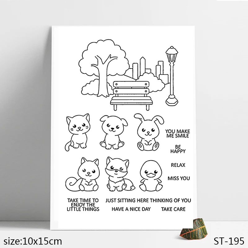 

ZhuoAng Cute Animals Cat Dog Rabbit Clear Stamps/Seals For DIY Scrapbooking/Card Making/Album Decorative Silicon Stamp Crafts
