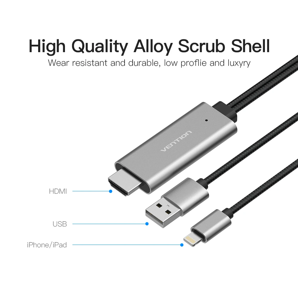 Vention HDMI кабель для iPhone 8Pin к конвертер адаптер цифровой av смартфонов iPad TV 1080P USB