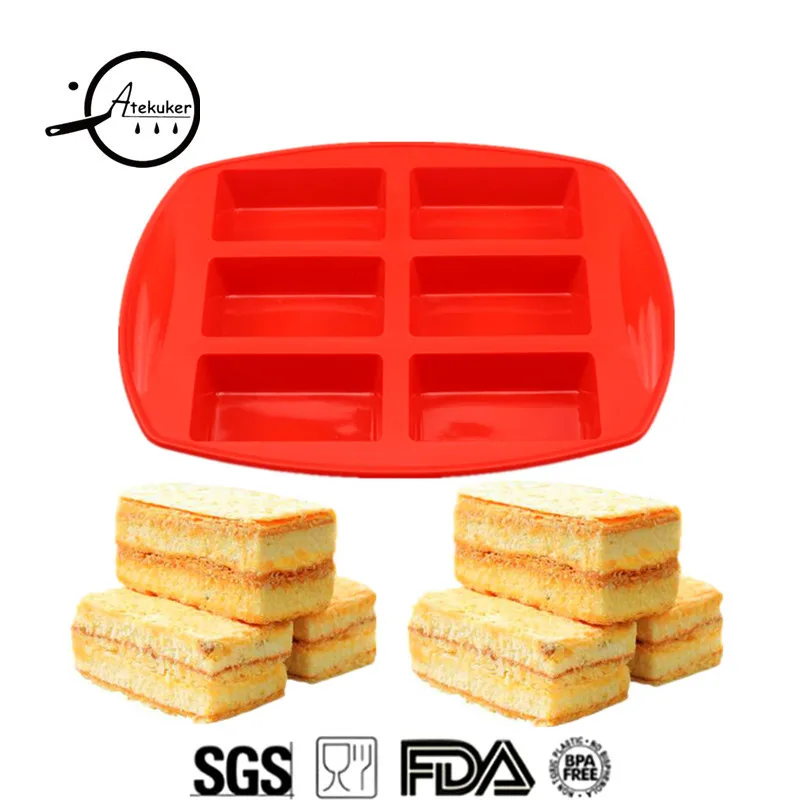 

Atekuker Rectangle Shape Silicone Cake Molds Handmade Soap Making Tools Ice Cube Tray Bakeware
