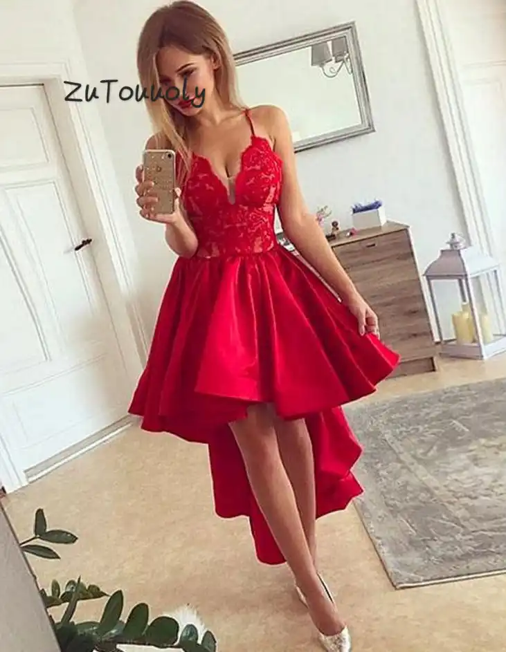 petite red formal dress