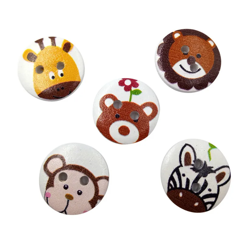 50PC Wood Animal Sewing Accessories Buttons 2 Holes Sewing Scrapbooking Crafts Sewing Accessories for Clothes Bags #F#40SP12 (2)