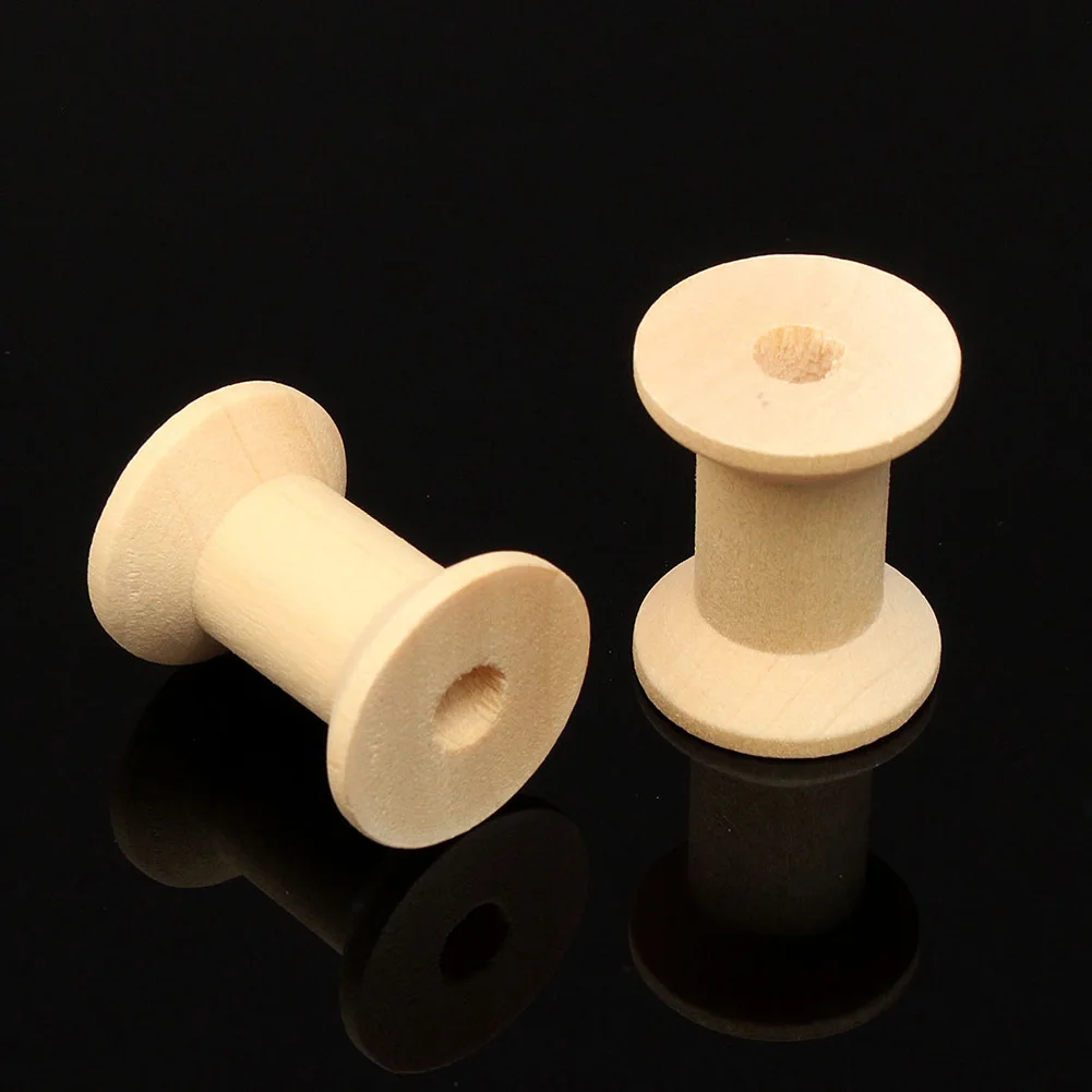 10Pcs Wooden Thread Spools Vintage Cylinder Needlework Manual Crafts Wood Bobbins Reels Organizer For Ribbon Sewing Tools | Дом и сад
