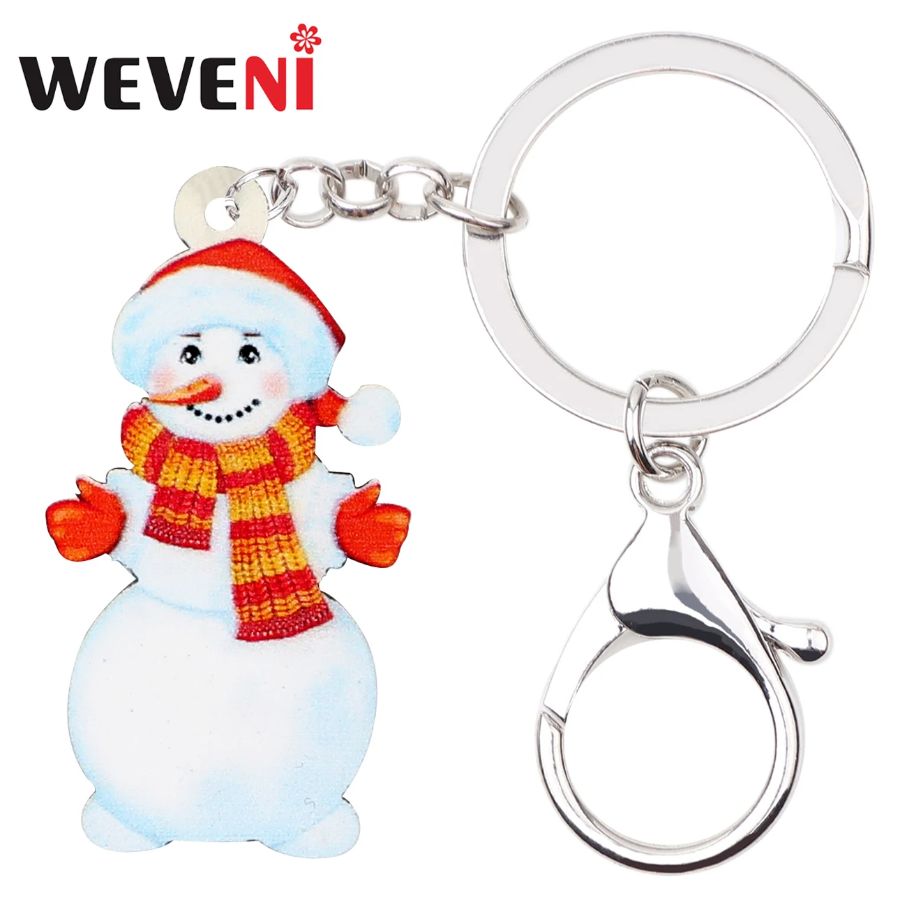 WEVENI эффектный акриловый Рождественский шарф Снеговик брелки для ключей
