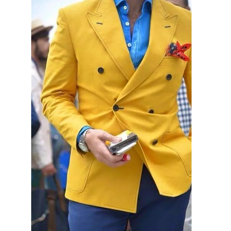 Latest Coat Pant Designs Yellow Jacket Men Suits Slim Fit Formal Tailor