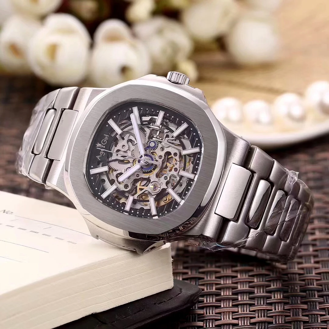 Элитный бренд новые автоматические механические Для мужчин часы из розового золота серебристый, черный скелет сапфир Прозрачный Tourbillion