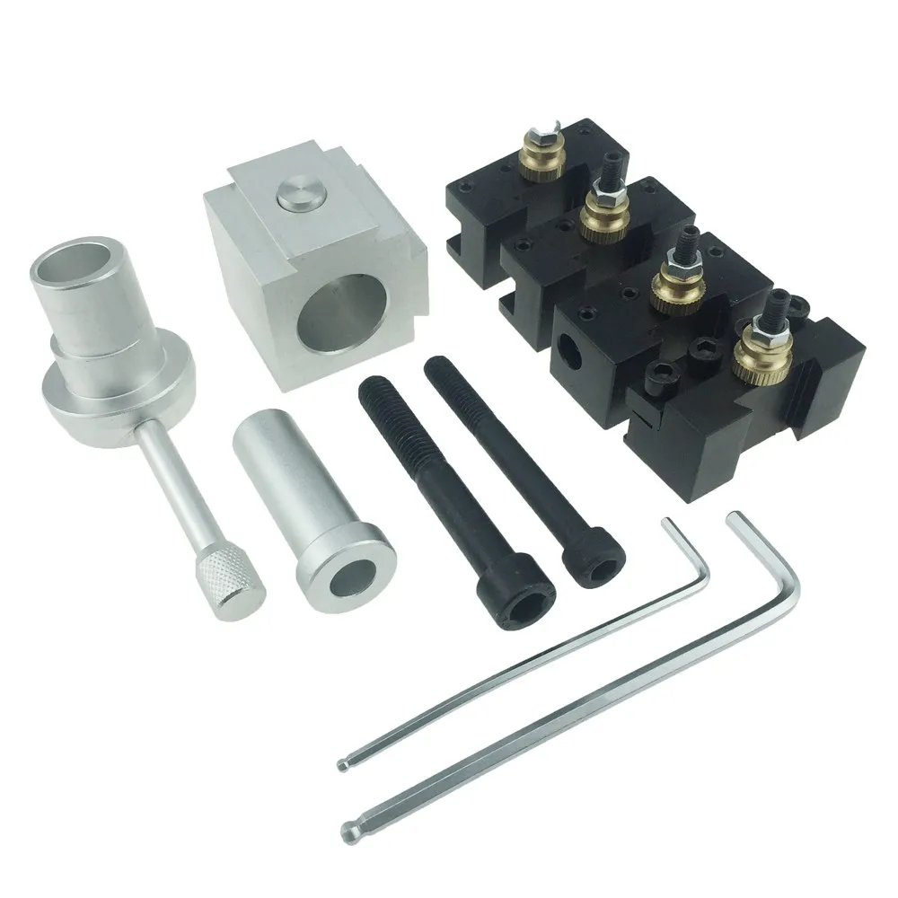 

ALLSOME Mini CNC Lathe Tool Holder Quick Change Tool Post Cutter Holder Screw Kit Set Boring Bar Turning Facing Holder Wrench