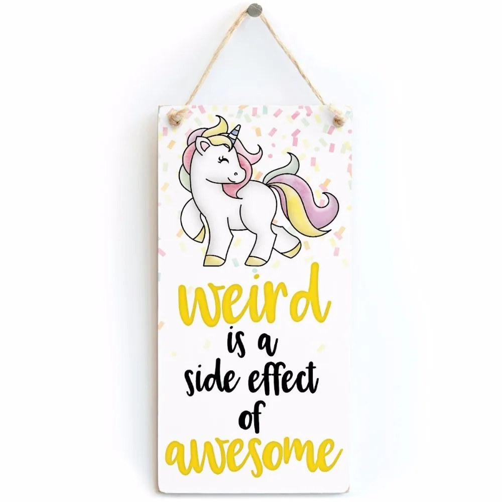 Meijiafei weird is a side effect of awesome - Fun Unicorn Plaque Friendship Sign 10&quotx5&quot | Дом и сад