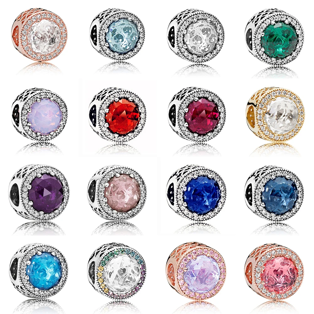 

CHAMSS 2019 Years Genuine S925 Sterling Silver Radiant Hearts Glacier Multicolor Crystals Clear CZ Original Women's DIY Beaded