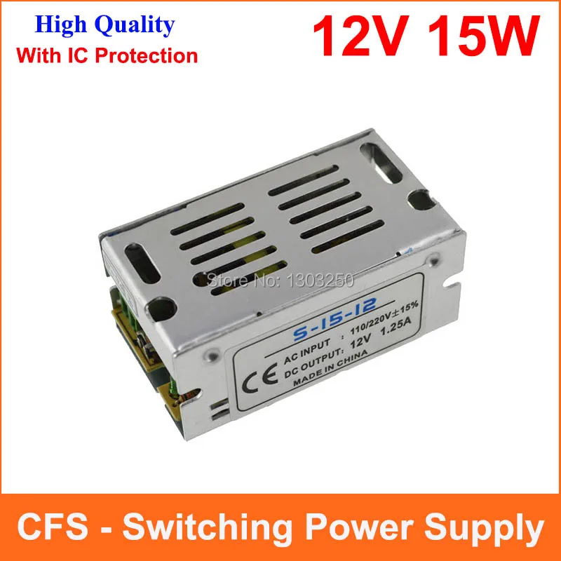 

AC100-240V to 12V DC 1.25A 15W Universal Regulated led Switching Power Supply For LED Strip Lights 3D Printer CCTV