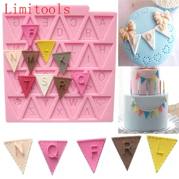 

Cooking Tools Flag Shape 26 English Letters Silicone Mold Chocolate Fondant Cake Decorating Cake sugar craft Moulds Tools