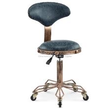 Регулируемая по высоте ногтей вышивка стулья с высокая эластичная губка ретро античная бронза парикмахерское кресло поворот Лифт Красота табуреты Dotomy