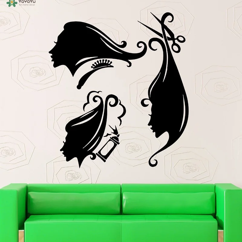 

YOYOYU Vinyl Wall Decal Comb Scissors Spray Hair Salon Beauty Hairstylist Stylist Interior Art Decoration Stickers FD440