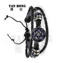 Классический сверхъестественный пентаграмма стеклянный браслет готический кулон сатанство злой оккультный пентаграмма ювелирные изделия языческий Шарм подарок