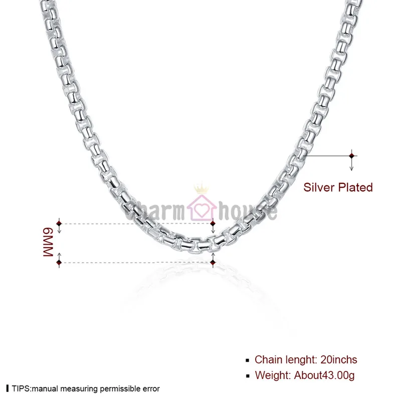 Серебро 925 набор украшений для женщин Мода 4 мм круглая коробка цепочка браслет ожерелье 2 шт костюм Свадебная вечеринка свадебный ювелирный набор