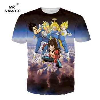 

YK UNCLE Summer Casual Women/Men Anime tee shirts Dragon Ball Z Super Saiyan 3D t shirt Vegeta Wanted T shirts Hip Hop tshirts