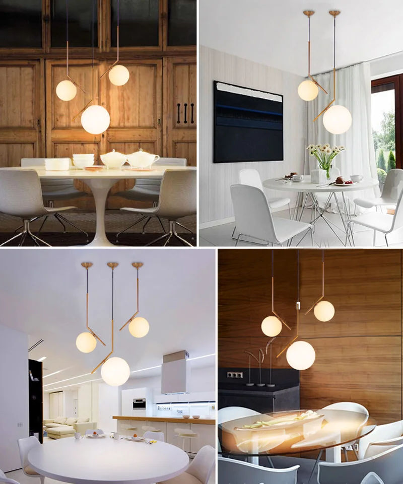 Nordic Style Pendant Light Glass Ball Lampshade Modern LED Pendant Lamp For Dining Room Bedroom Hanging Light Fixtures (12)