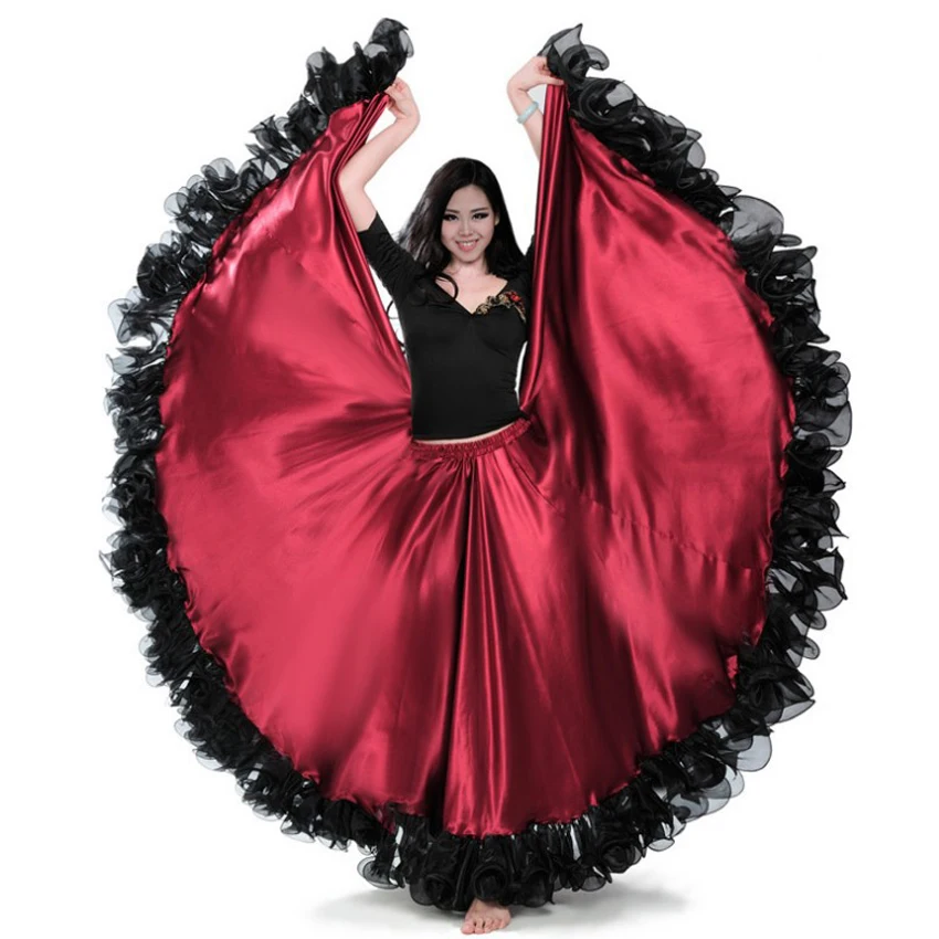 

Halloween Wedding Party Wear Ballroom Samba Spanish Tyle Skirt Red Black Plus Size Maxi Female Dance Dress Performance