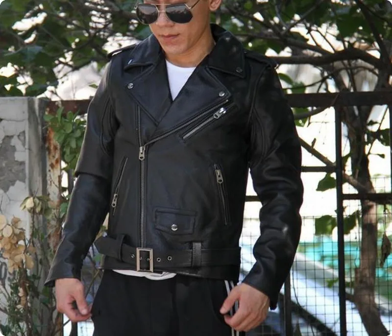 Высокое качество модные мужские панк ремень из натуральной кожи жилет Slim Fit мото для верховой езды байкерская куртка пальто на молнии итальянский дизайнер