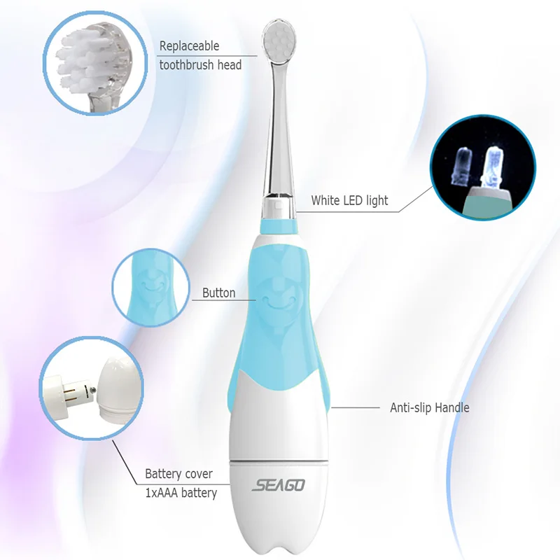 SEAGO Baby Electric Toothbrush 1-3 Ages Smart Tooth Brush Waterproof Soft Sonic Brush Tooth Toddler Electronic Toothbrush SG513 SEAGO Baby Electric Toothbrush 1-3 Ages Smart Tooth Brush Waterproof Soft Sonic Brush Tooth Toddler Electronic Toothbrush SG513