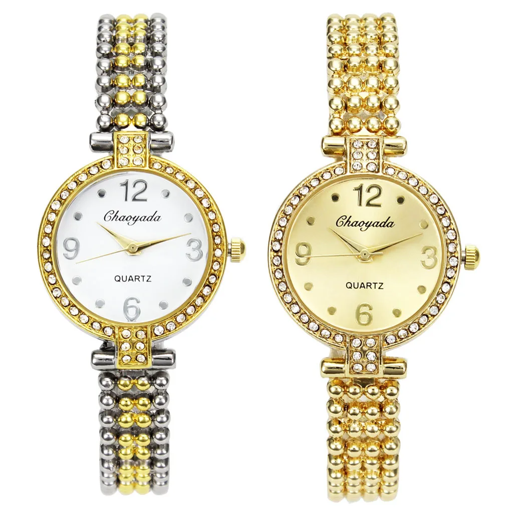 

Crystal Women Fashion Gold Color Bracelet Watch Stainless Steel Necklace Chain Wristband Bracelet Charm Quartz Watches