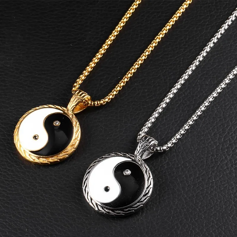 RIR трендовая подвеска Yin Yang модное золотое ожерелье Инь Янь из нержавеющей стали