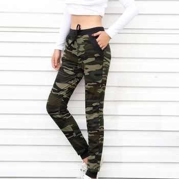 

Camouflage Women's Long Sweatpants Camo Pants Soft Thin Joggers Leggings Elastic Waist 2019 Spring Fitness Trousers For Women