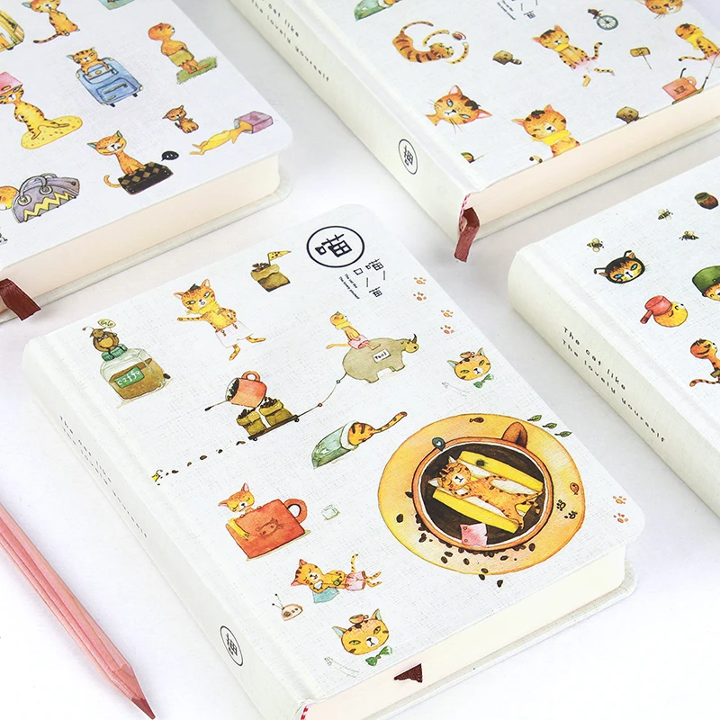 

diary lounged pocket book cartoon notepad notebook daily memos cat and coffee Japan cute composition book