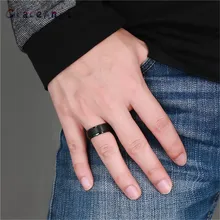 New Fashion Man Ring Top Quality Lovers Luxury Brands Rings Size 7-12 Wedding Black Solid Ring For Men And Women Party Jewelry