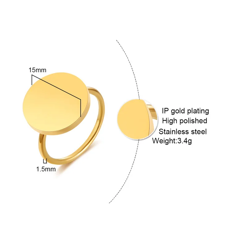 Ручное обручальное персонализированное кольцо для монет покрытое Золотом Цвет из нержавеющей стали модное свадебное тонкое круглое кольцо на палец по индивидуальному заказу