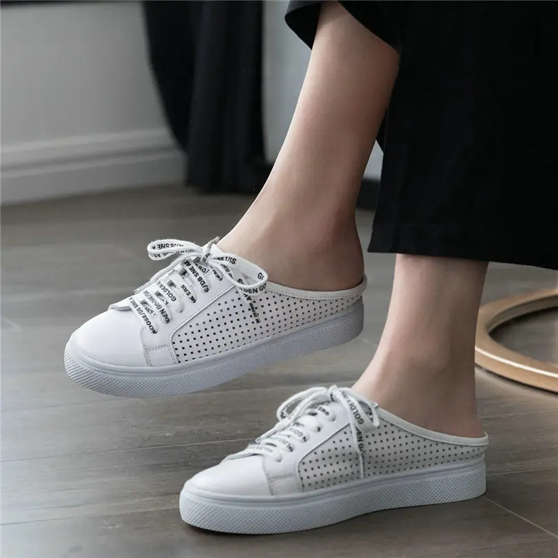 NAYIDUYUN White Punk Slippers Women Shoes Genuine Leather Wedges Low Heel Slides Outside Platform Pumps Party Sneaker Oxfords NAYIDUYUN White Punk Slippers Women Shoes Genuine Leather Wedges Low Heel Slides Outside Platform Pumps Party Sneaker Oxfords